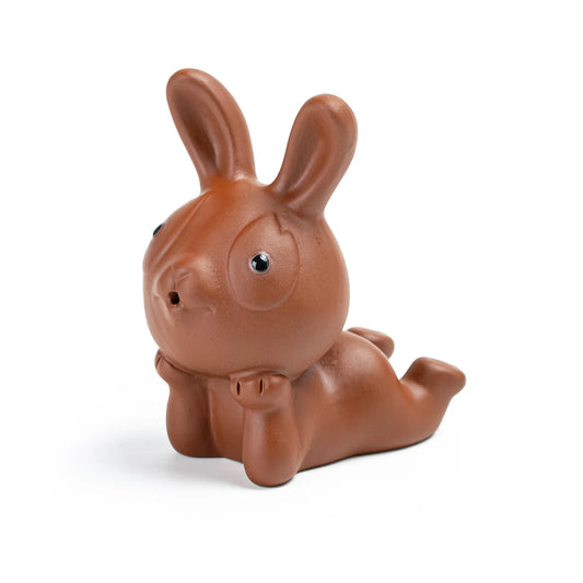 Adorable Rabbit Figurine Teapet Red