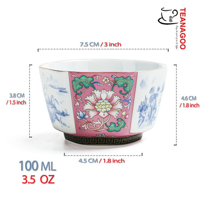 Enamel Peony Teacup 100ml Pink