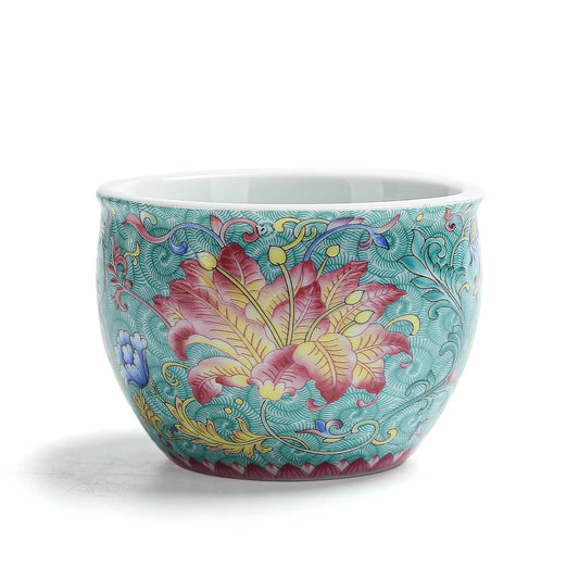 Porcelain Peony Teacup 125ml Green