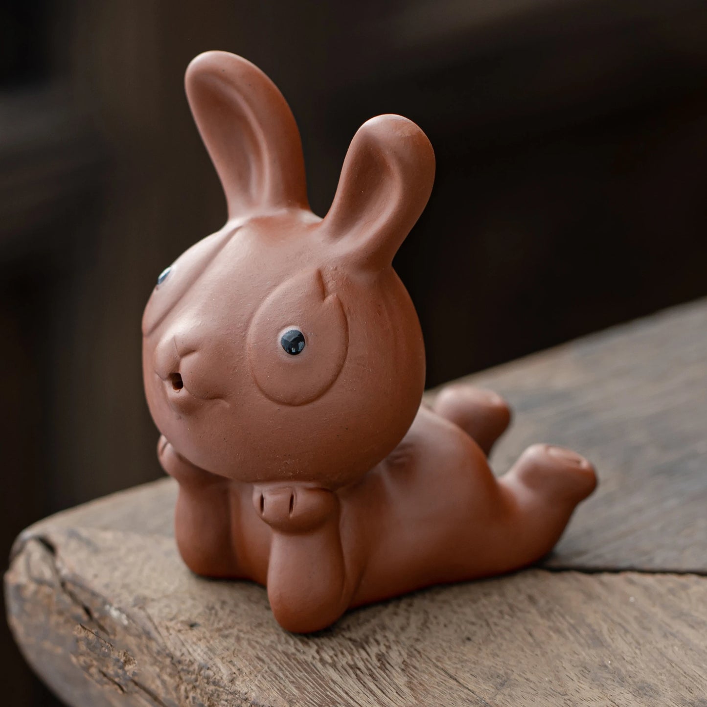 Adorable Rabbit Figurine Teapet Red