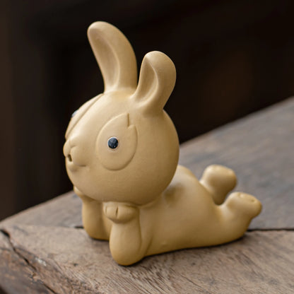 Adorable Rabbit Figurine Teapet Yellow