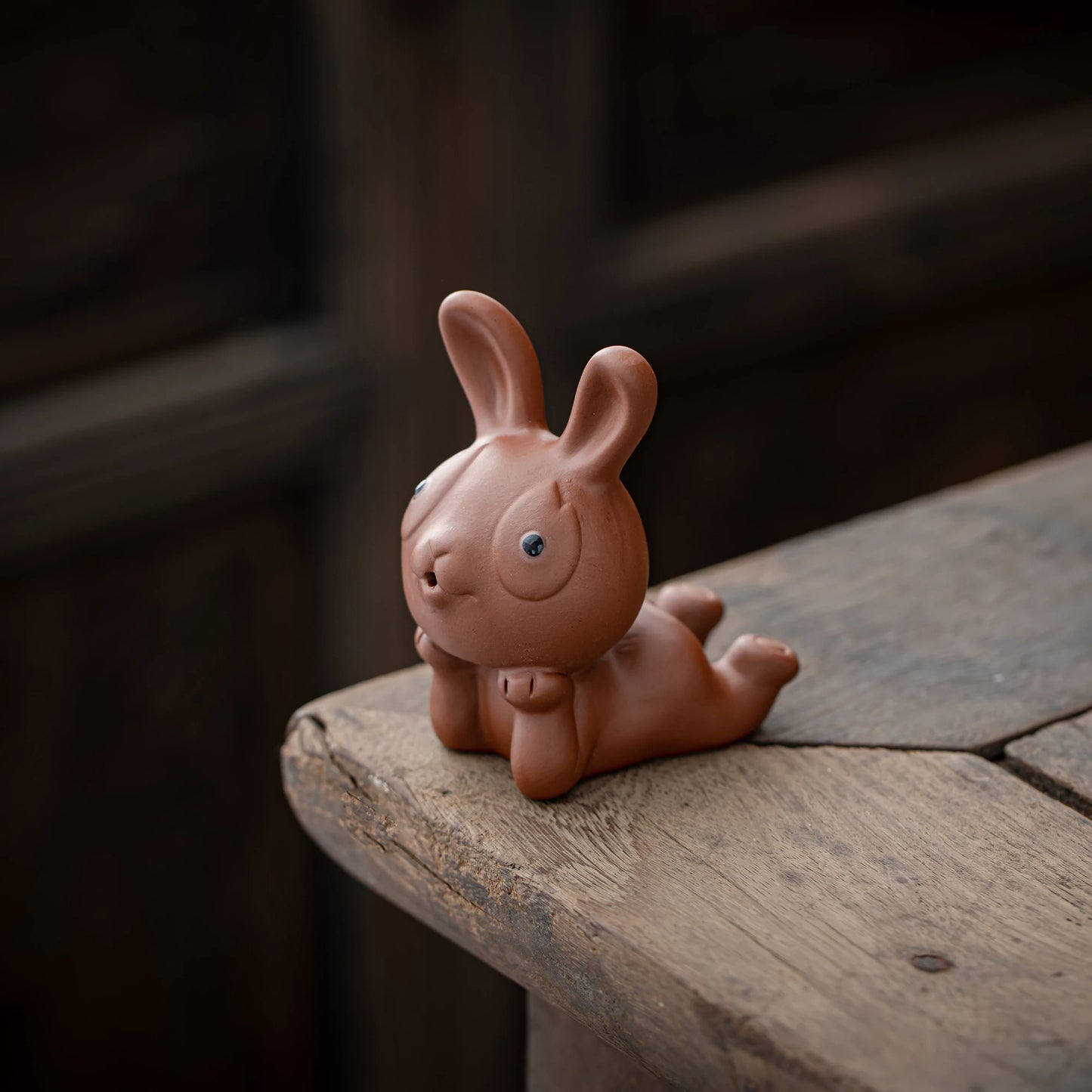 Adorable Rabbit Figurine Teapet Red