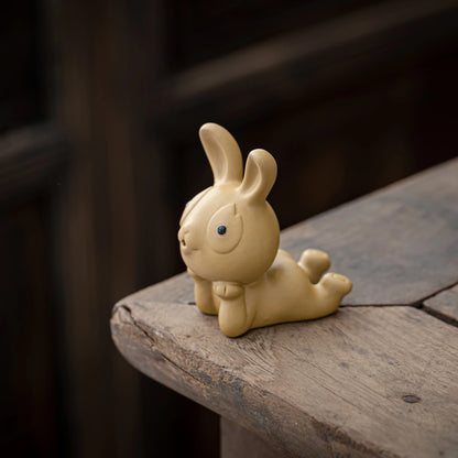 Adorable Rabbit Figurine Teapet Yellow