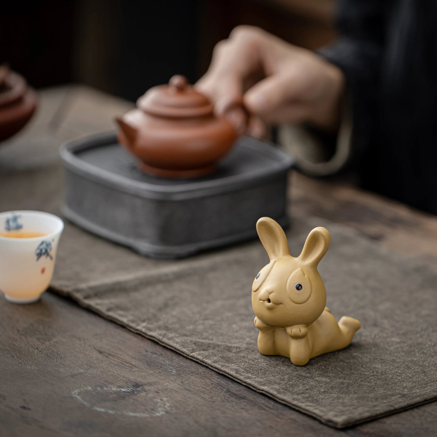 Adorable Rabbit Figurine Teapet Yellow