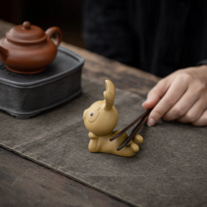 Adorable Rabbit Figurine Teapet Yellow