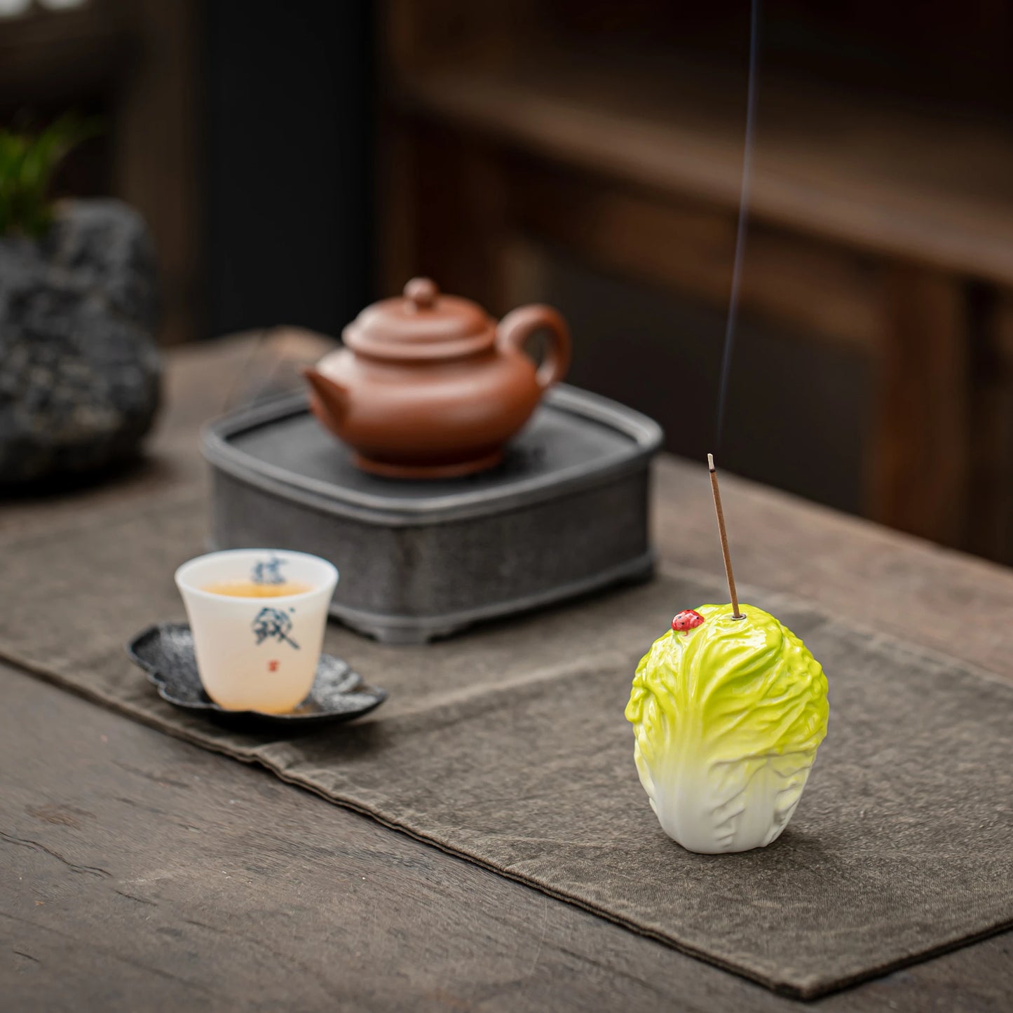 Lucky Cabbage Incense Base Big tea pet