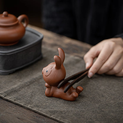 Adorable Rabbit Figurine Teapet Red