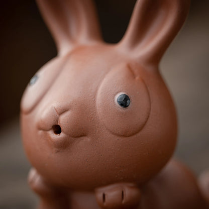 Adorable Rabbit Figurine Teapet Red