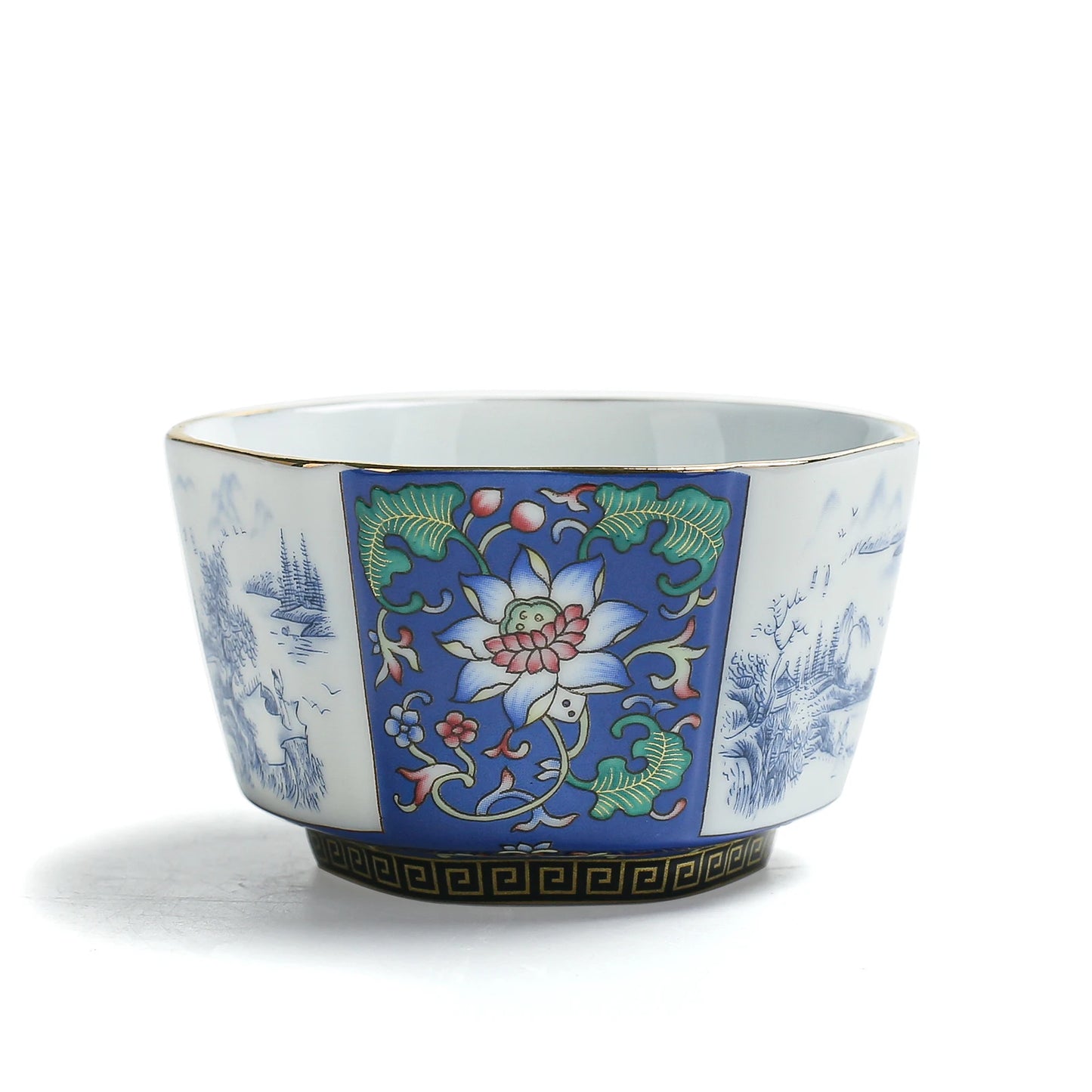 Enamel Peony Teacup 100ml Blue