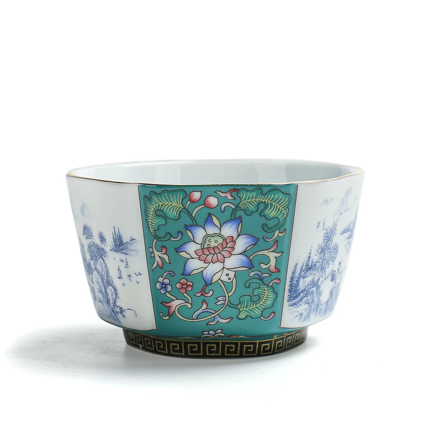 Enamel Peony Teacup 100ml Green