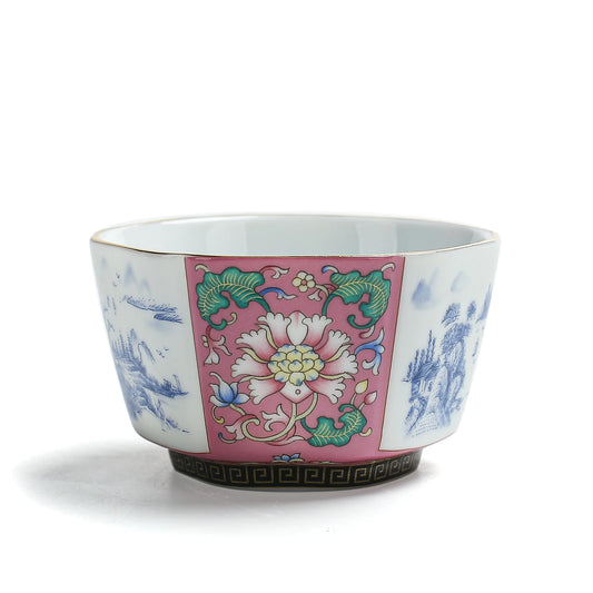 Enamel Peony Teacup 100ml Pink