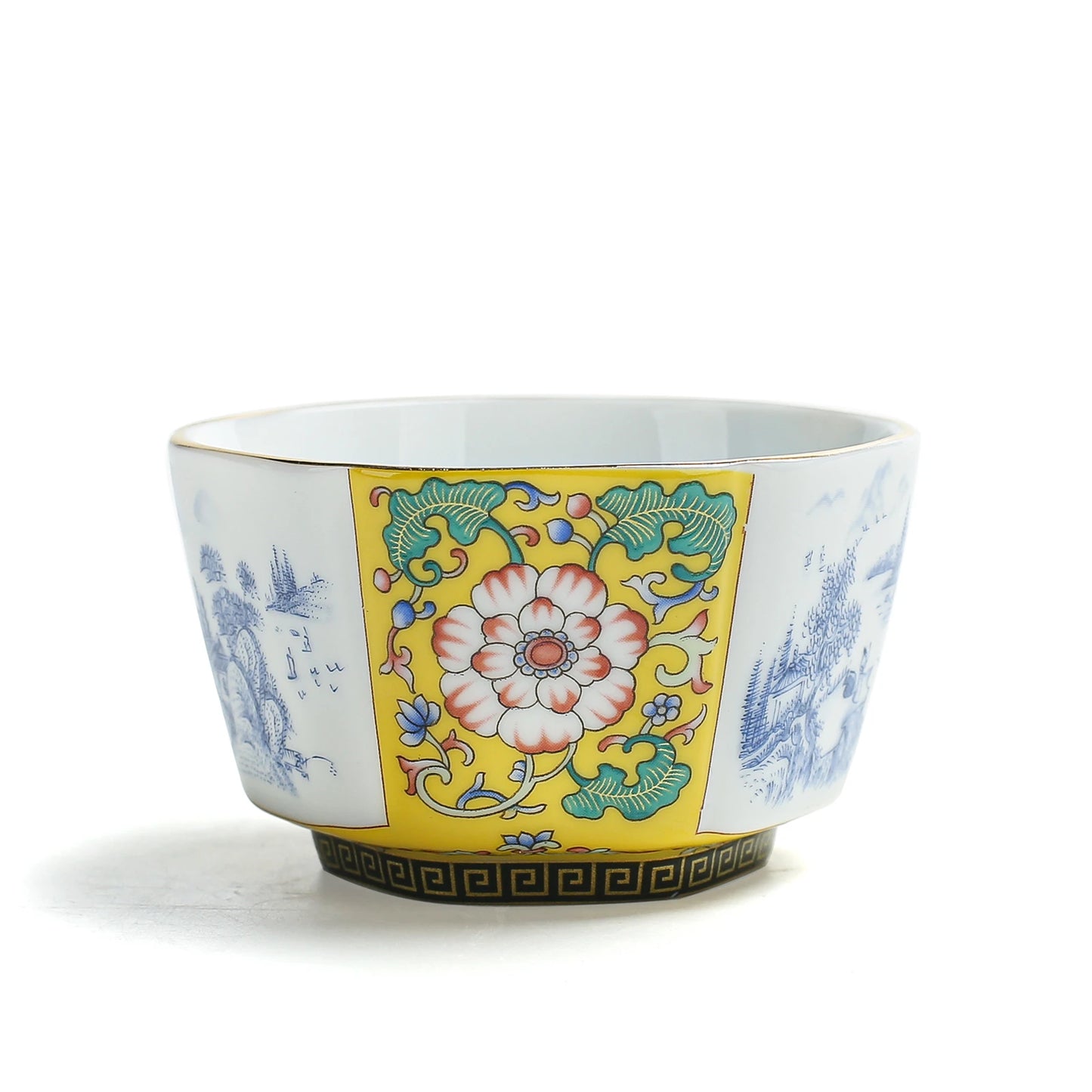 Enamel Peony Teacup 100ml Yellow