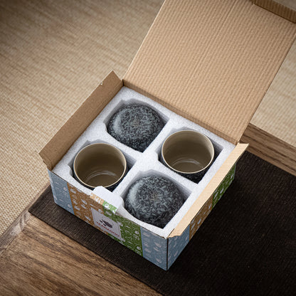 Japanese Matcha Cups 4 pcs Set Obsidian