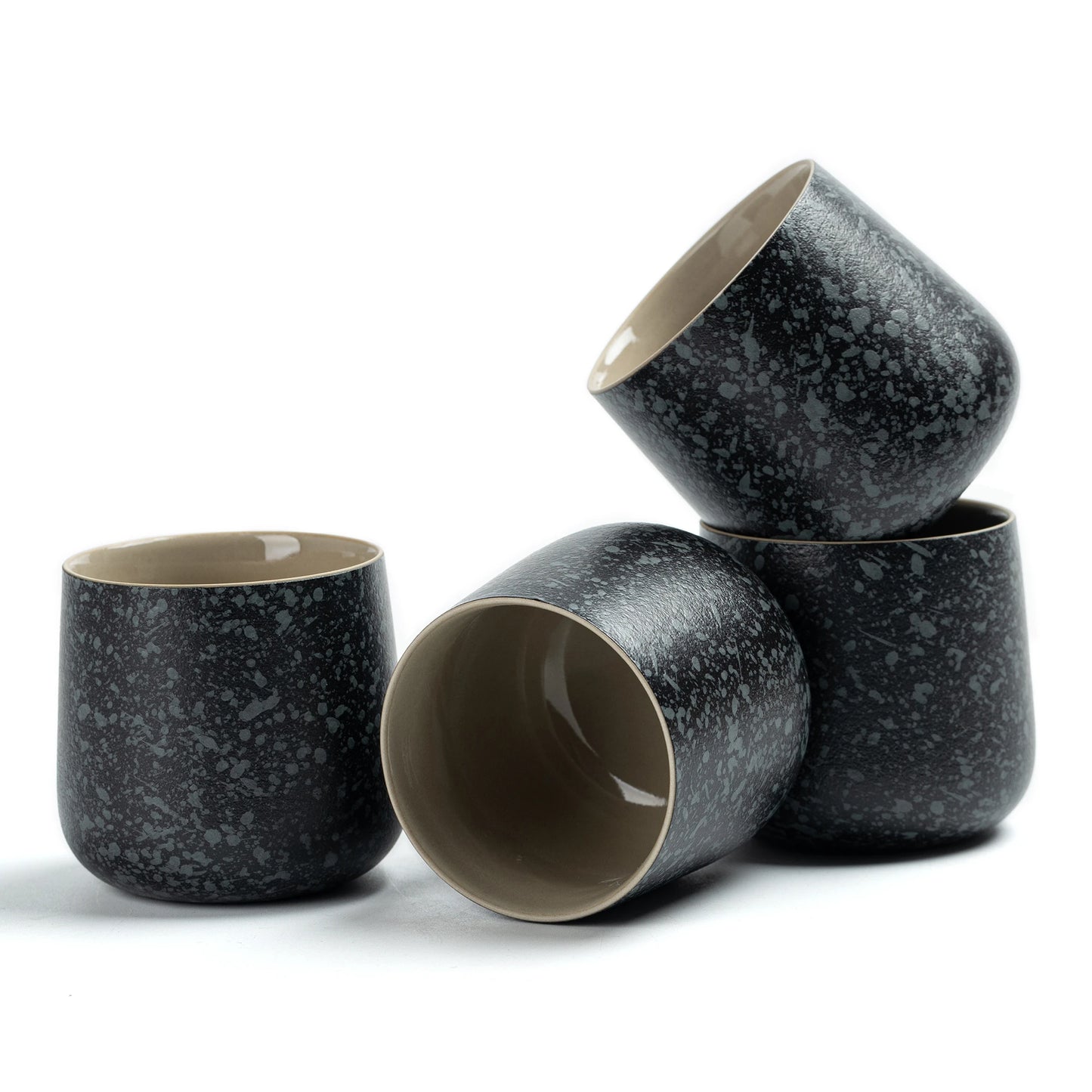 Japanese Matcha Cups 4 pcs Set Obsidian