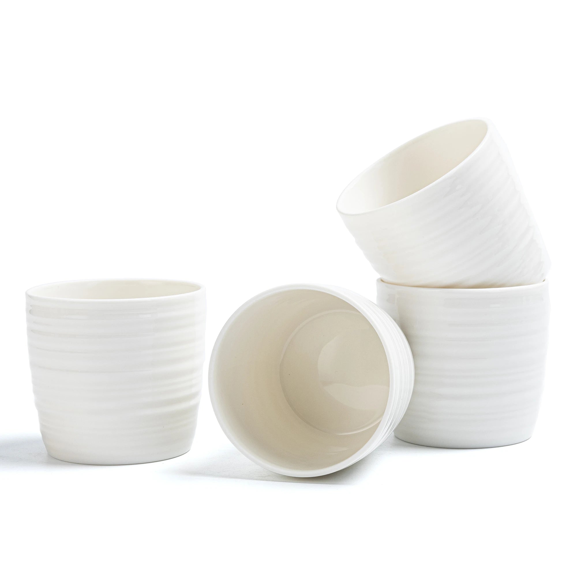 Ceramic Japanese Tea Cup Set 4pcs/set H Series Pure White