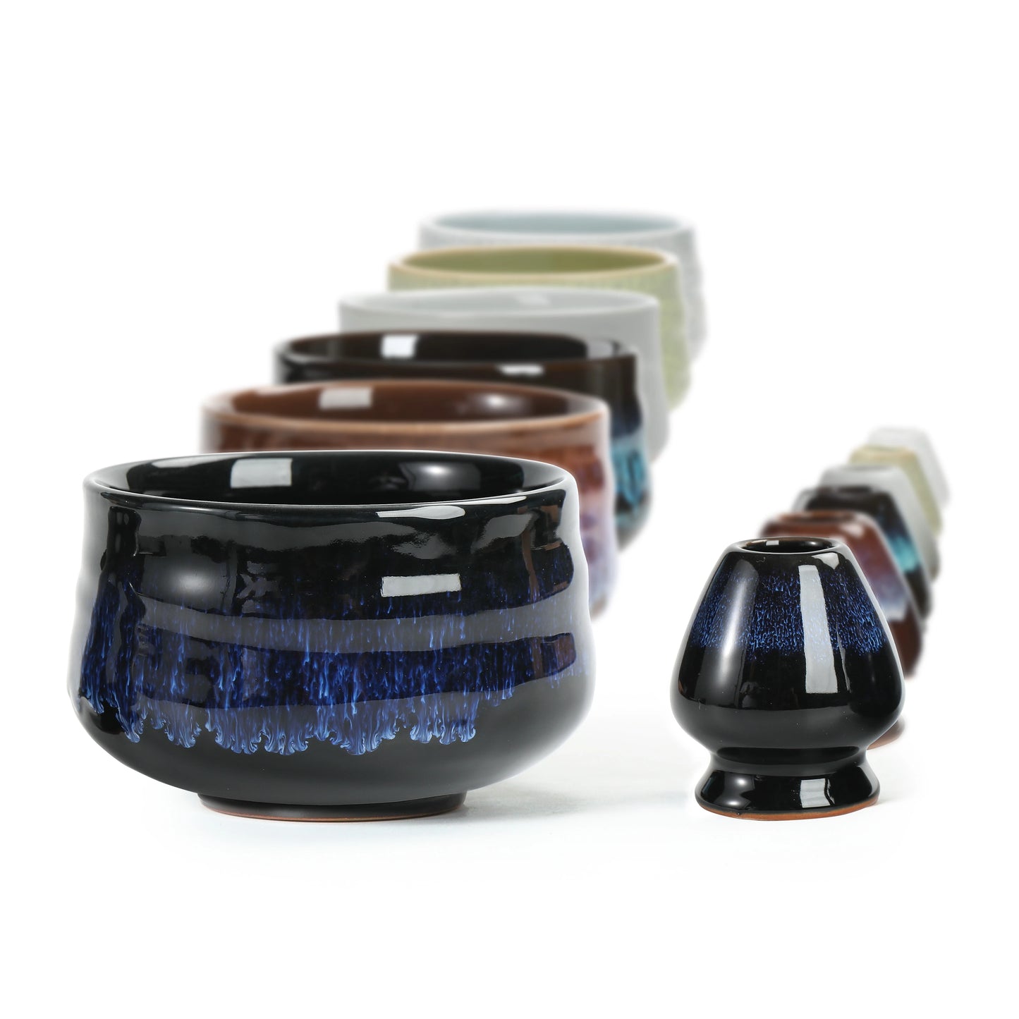 TIANNA VALLEY Matcha Bowl with Whisk Holder Deep Space Deep Ocean