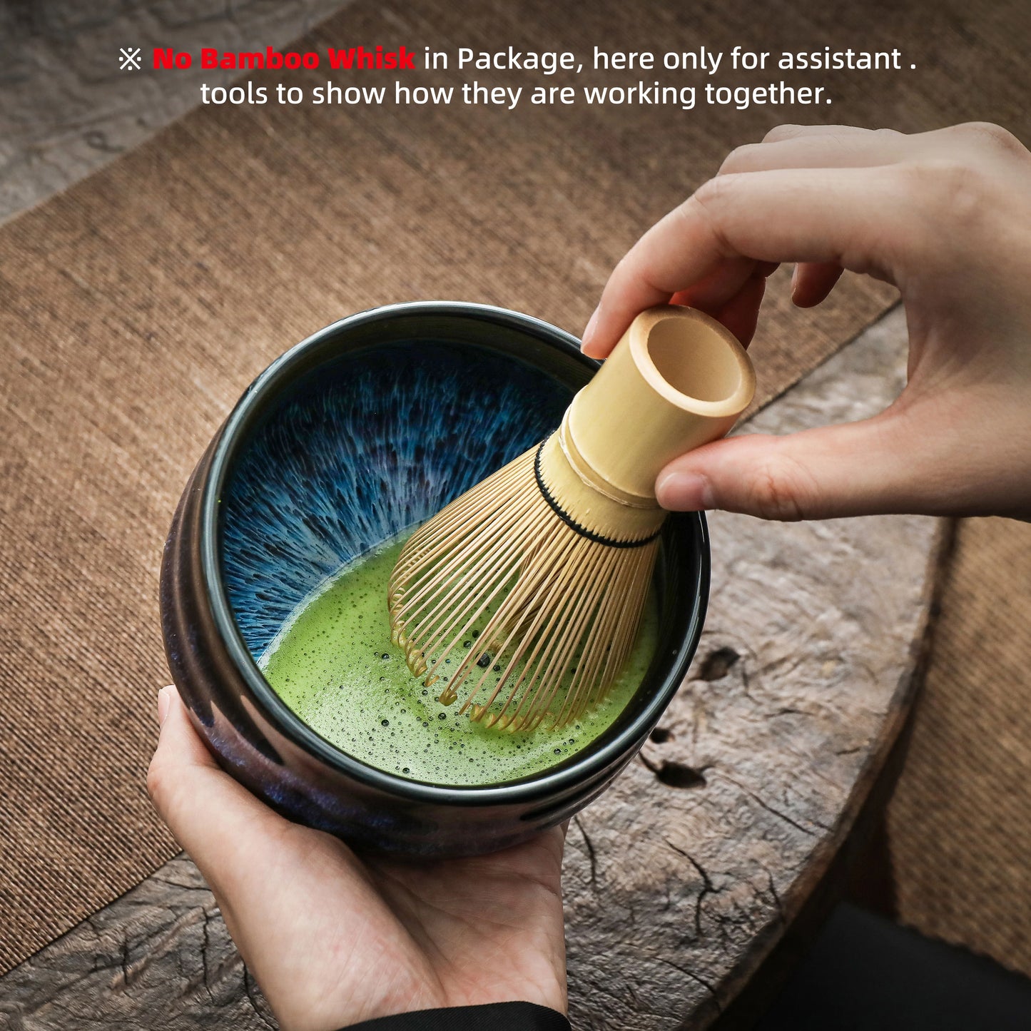 TIANNA VALLEY Matcha Bowl with Whisk Holder Deep Space Deep Ocean