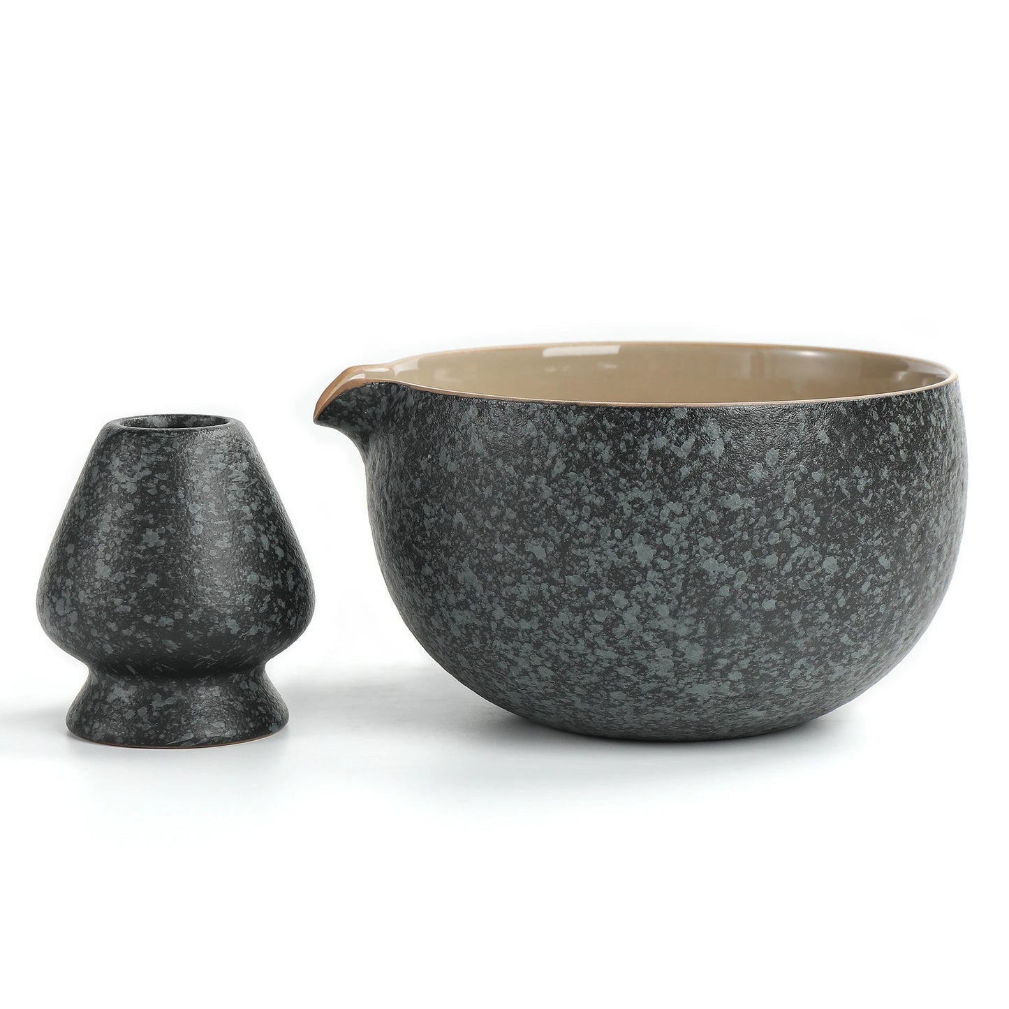 Matcha Bowl with Whisk Holder Obsidian