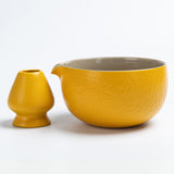 Ceramic Matcha Bowl with Whisk Holder, 2pcs/set K Series Bright Color