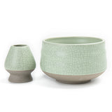 Ceramic Matcha Bowl with Whisk Holder, 2pcs/set K Series Light Color