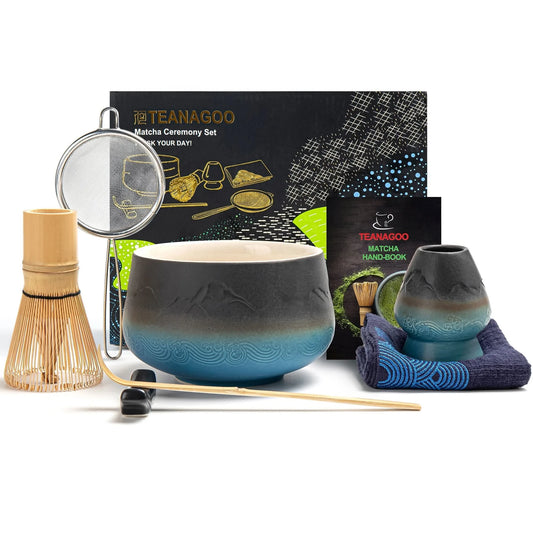 Matcha Set-Beginner Set Landscape Black Blue Round Bowl