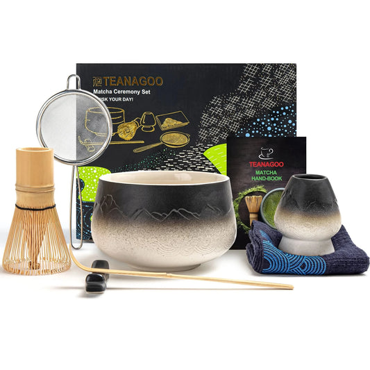 Matcha Set-Beginner Set Landscape Black White Round Bowl