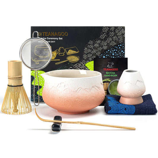 Matcha Set-Beginner Set Landscape Pink White Pointy Bowl