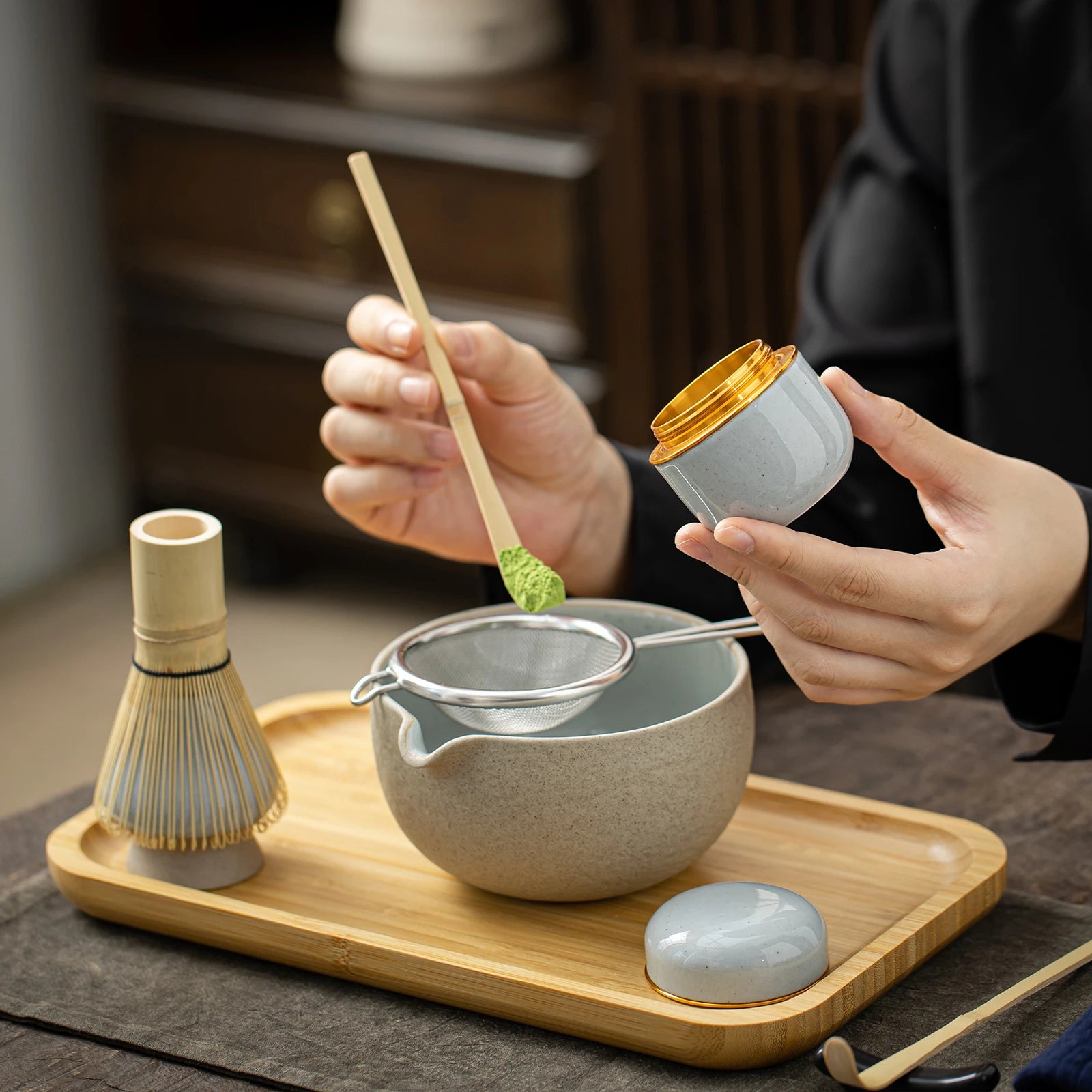 Japanese Matcha Ceremony Set O Series 9pcs/set Dusty