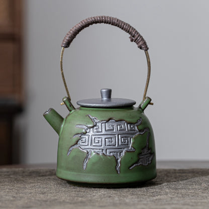 Ancient Script Bridge Handle ZEN Teapot Bamboo Green 180ml