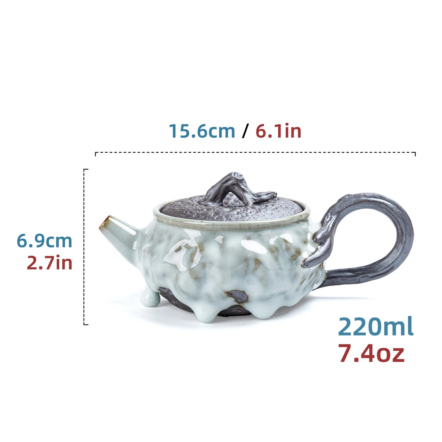 Withered Wood ZEN Teapot Pearl Drip Glaze 220ml