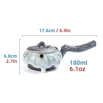 Withered Wood Side-Handle ZEN Teapot Pearl Drip Glaze 180ml