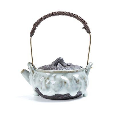 Withered Wood Bridge Handle ZEN Teapot Pearl Drip Glaze 100ml