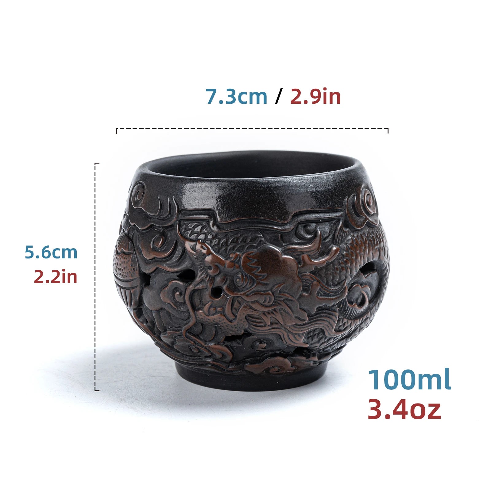 Dragon Fretwork Teacup,100ml /3.4oz