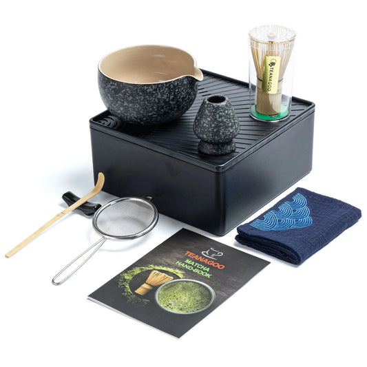 Matcha Set-Beginner Travel Set Obsidian with Leather Bag