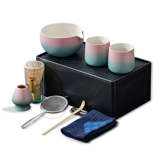 Matcha Set-Sharing Travel Set Pinky Blue with Leather Bag