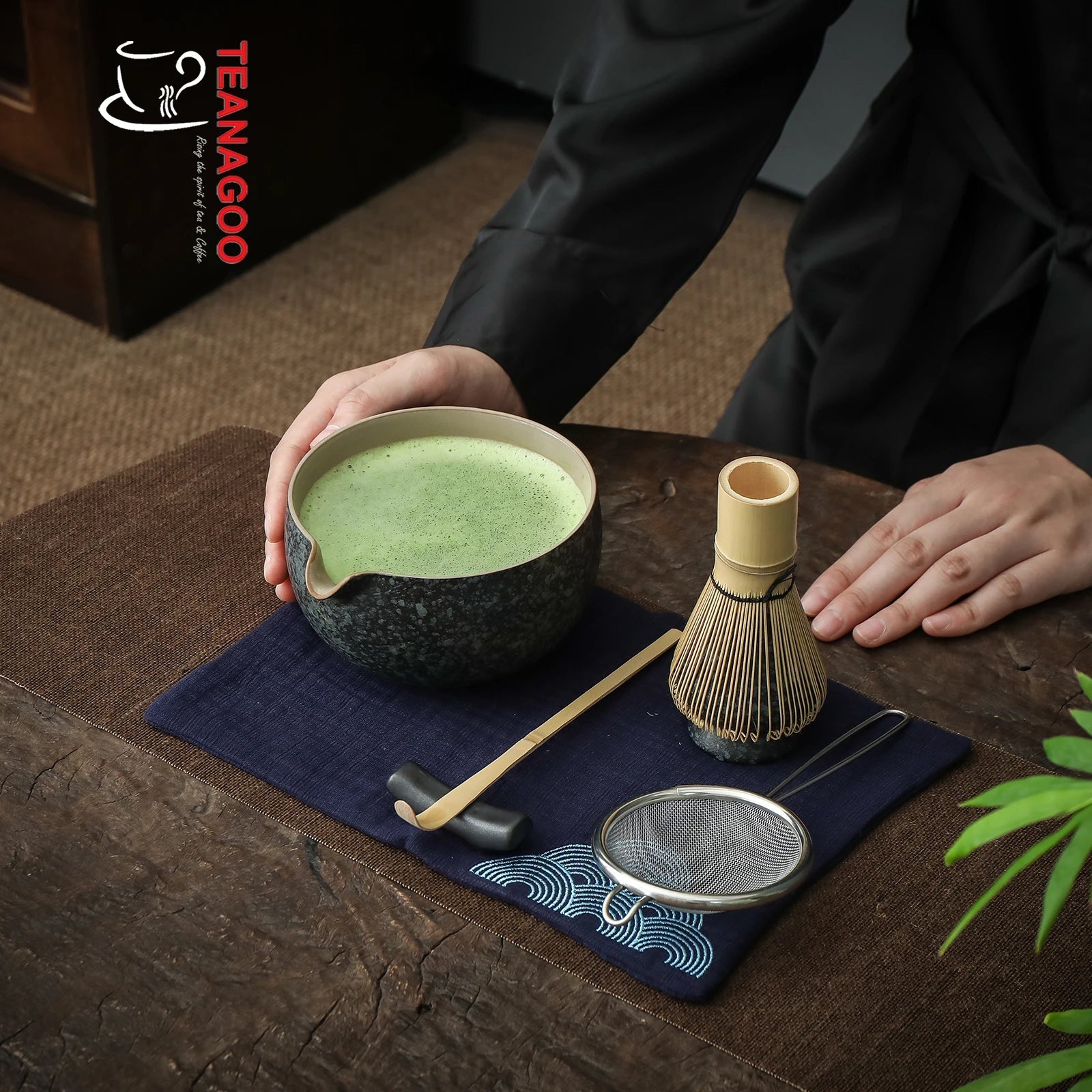Luxury Japanese Matcha Tea Set with Bamboo Tea Tray & Canister