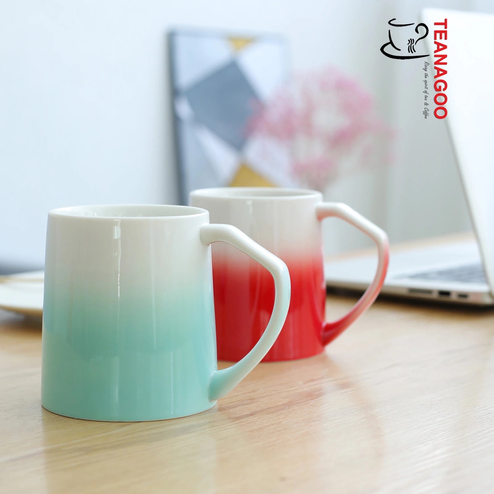 Ceramic Coffee Mugs Set of 6, Gencywe 16oz Coffee Cups with Handle, La –
