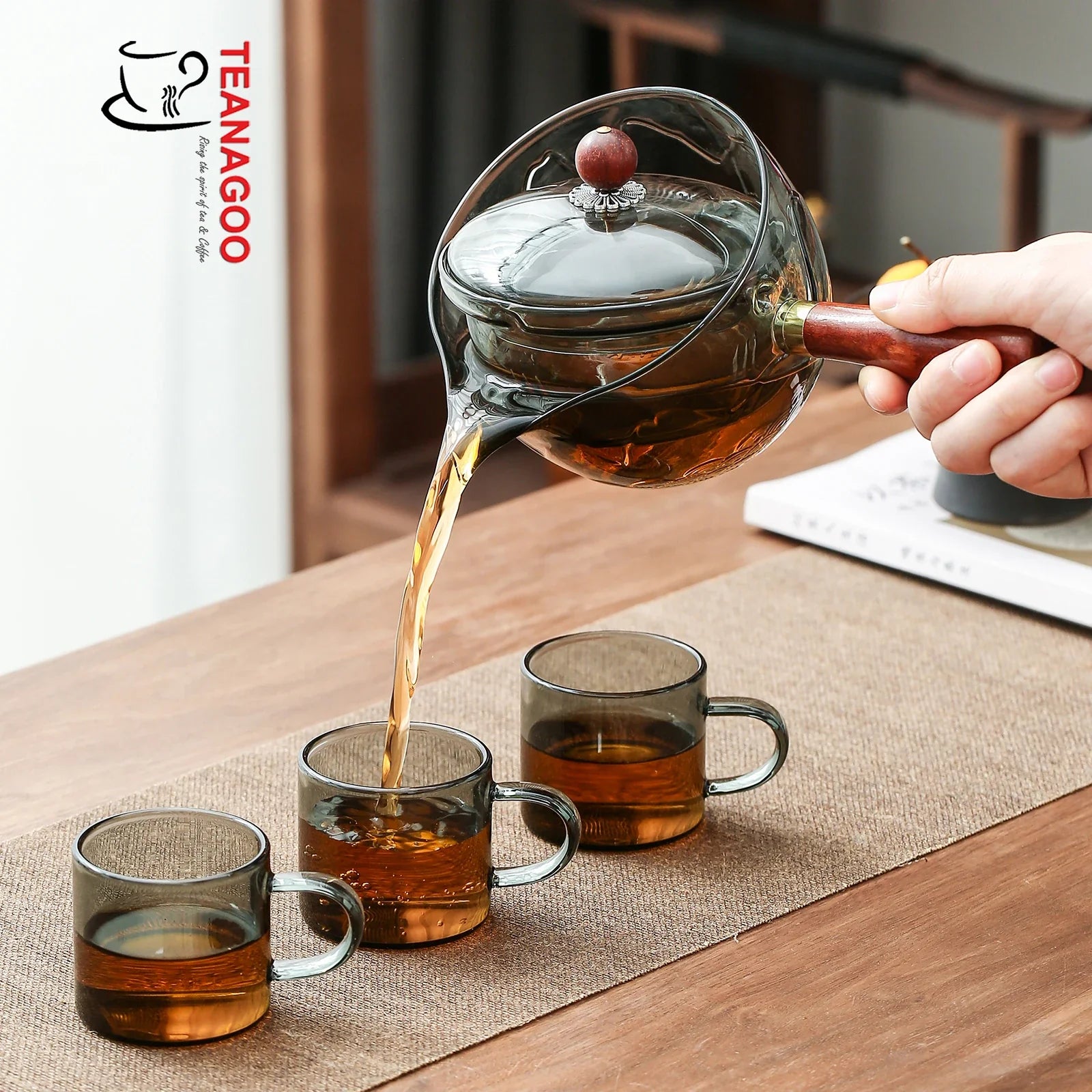 Stovetop Microwave Safe Glass Teapot with Removable Tea Glass