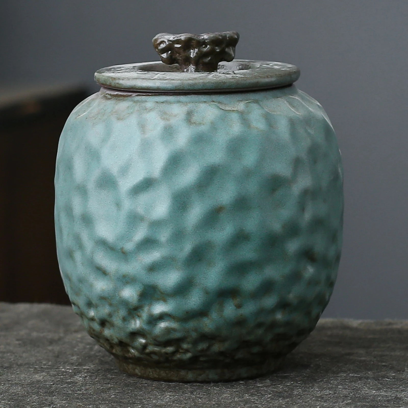 Handmade Celadon Ceramic Tea Caddy Canister Tea Accessory