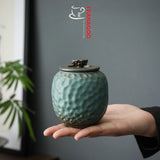 Handmade Celadon Ceramic Tea Caddy Canister Tea Accessory