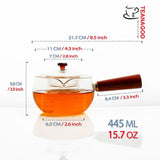 Handmade Heat Resisting Herbal Tea Glass Teapot with Rosewood Handle