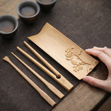 Handmade Native bamboo Tea Holder 4pcs set Tea Utensil Tea Accessories