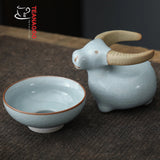 Handmade Tea Strainer and Holder Tea Set Creative Tea Accessories Ceramic Ruyao Teaware