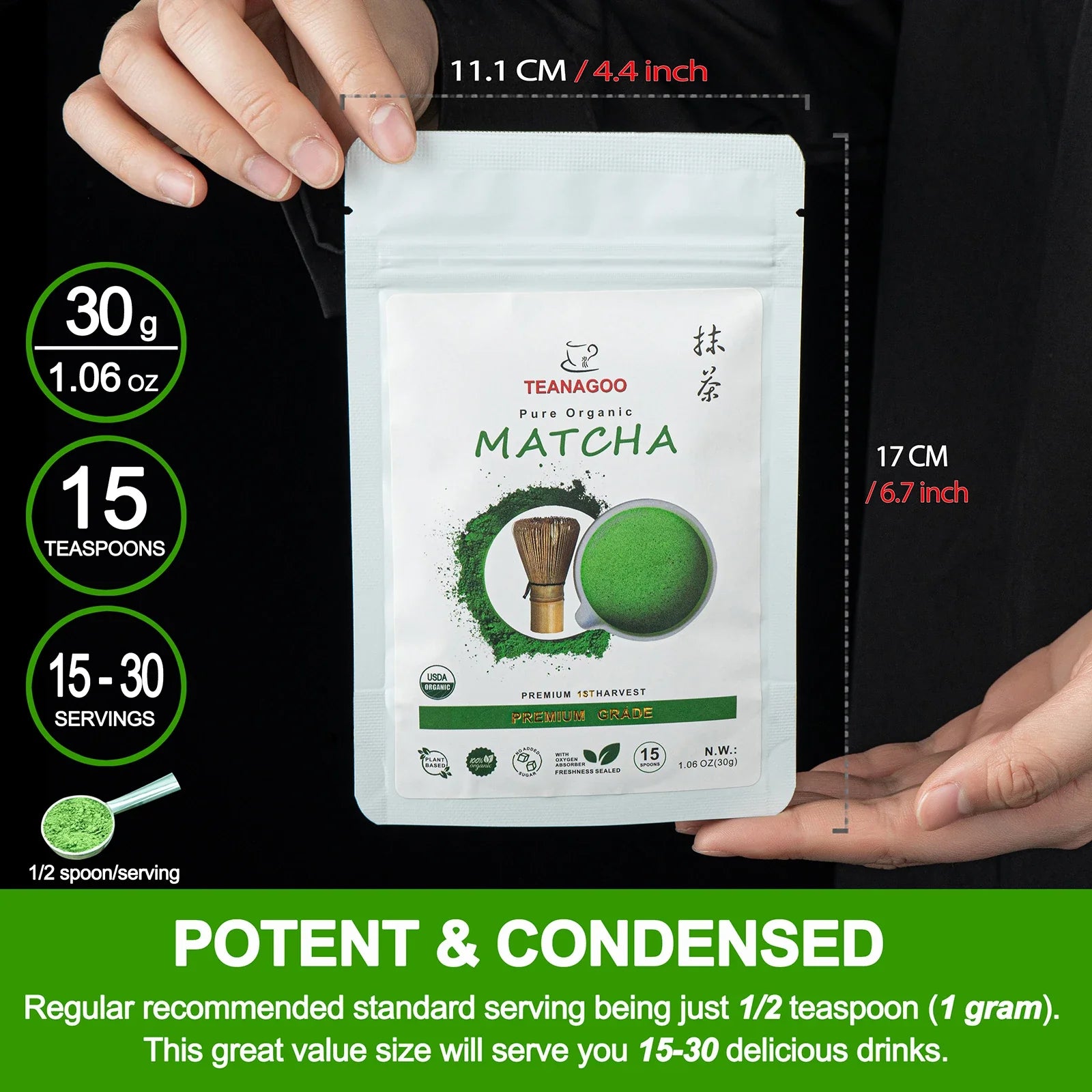 Pure Matcha | Premium Ceremonial Grade Matcha Green Tea Powder | Authentic  Japanese Origin | Sugar Free | 30g, 1.06oz