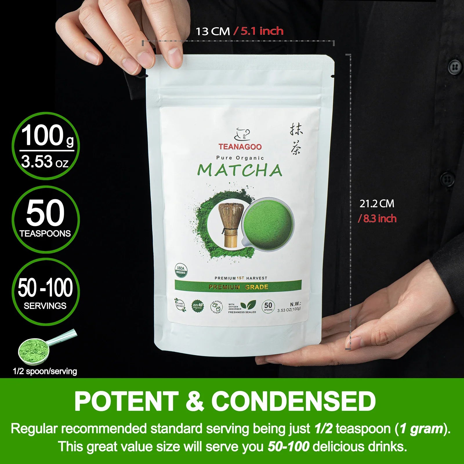 The Tea Ark Organic Matcha Green Tea Powder, Slim Tea, Skin Care (20 Cups),  50 Gms, Pack of 1 at Rs 311.4/pouch in Hyderabad