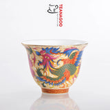 Porcelain Chinese Tea Cups, Dragon Phoenix, 50 ML / 1.8 OZ