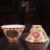 Porcelain Chinese tea cups, Peacock Peony