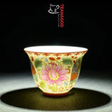 Porcelain Chinese tea cups, Peacock Peony