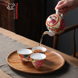 Porcelain Chinese tea cups, Peacock Peony