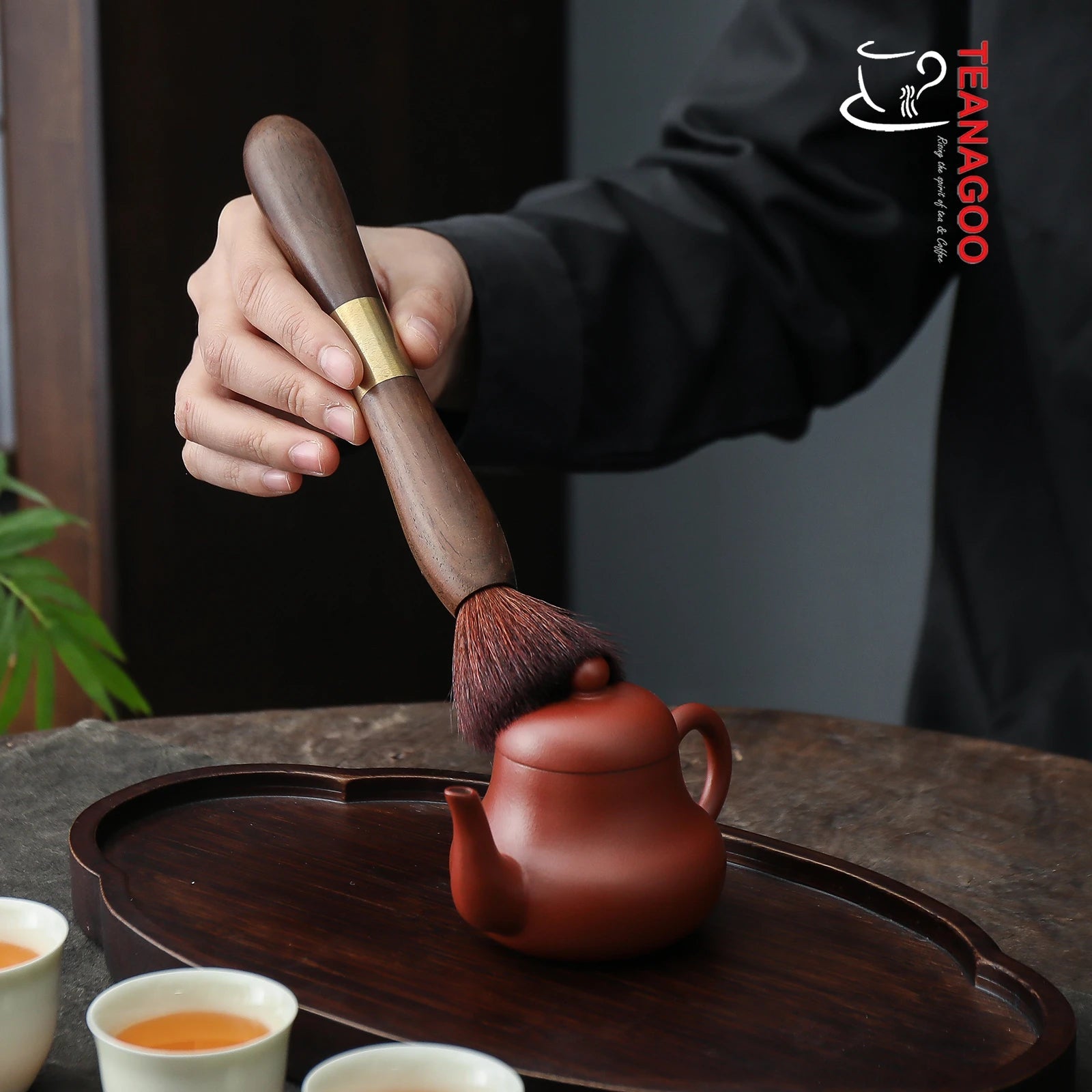 Rose Wooden Tea Pot Brush Chinese Kungfu Tea Ceremony Accessories TEANAGOO Bamboo Tea Brush